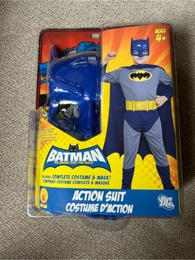 NWT Batman Kids Blue & Gray Action Suit Costume by DC Comics Halloween Boys